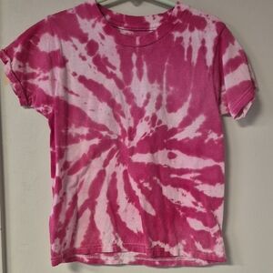 Kids Pink Tie-Dye Short Sleeve T-Shirt